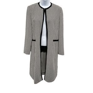 Vintage Danny & Nicole Houndstooth Open Longline Blazer Coat Petite